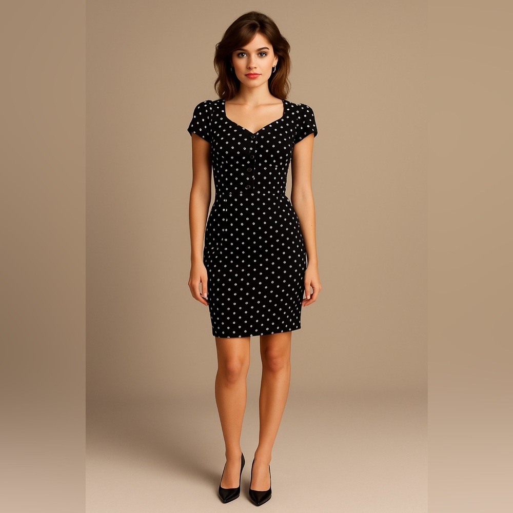 Vintage Cotton Polka Dot black and white dress